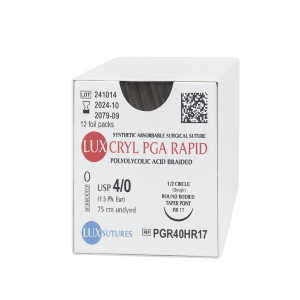 LUXCRYL PGA RAPID EP 1,5 USP 4/0 NEEDLE 1/2 CIR TAPER 17 MM / 75 CM
